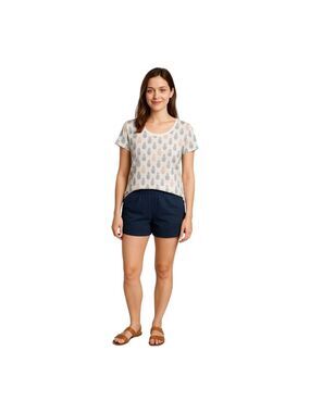 Talbots Shirt Women’s XLP Short Sleeve White Pineapples Cotton T Shirt Beaded